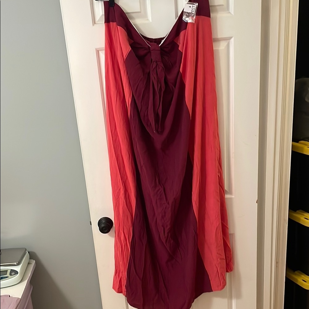 Nine West Burgundy and coral Women's strapless summer Dress nwt